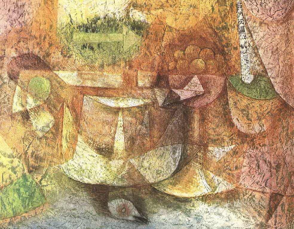 鳩のある静物 パウル・クレーのテクスチャー油絵